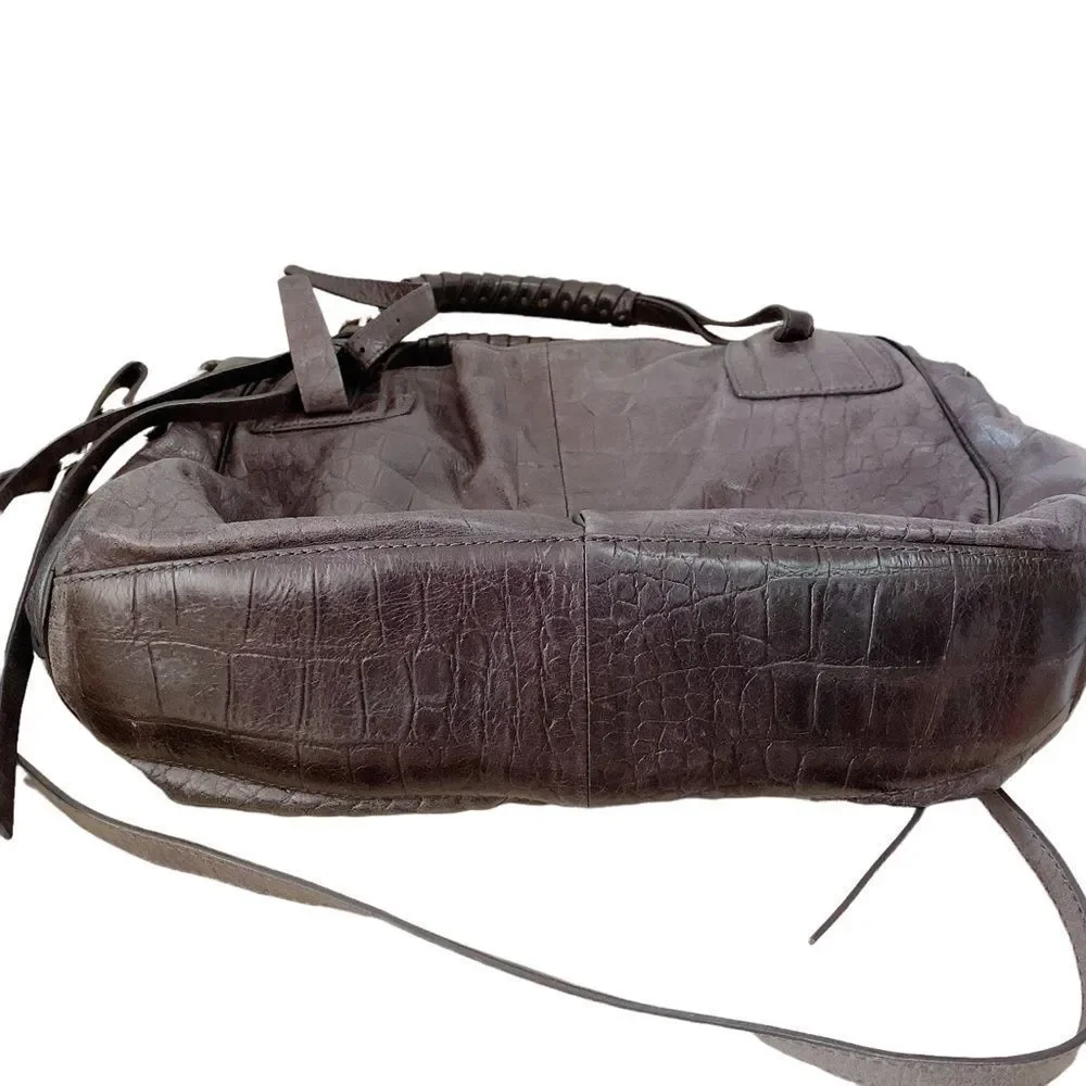Luana‎ Embossed Calf Leather Bag, Charcoal Grey